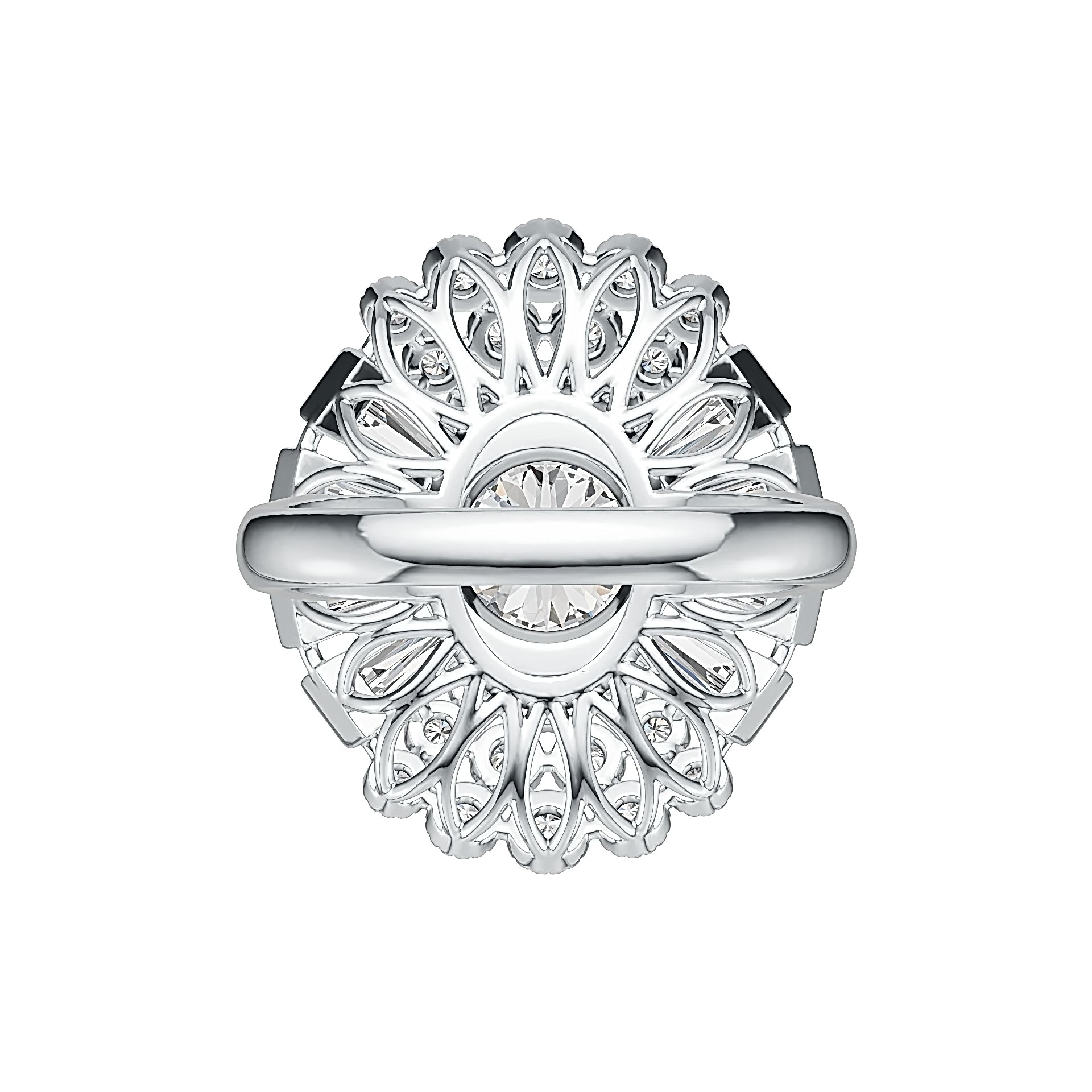 Sterling Silver Semi Mount Ring Setting Round RD 8x8mm Baguette BAG 6x3mm DHJ