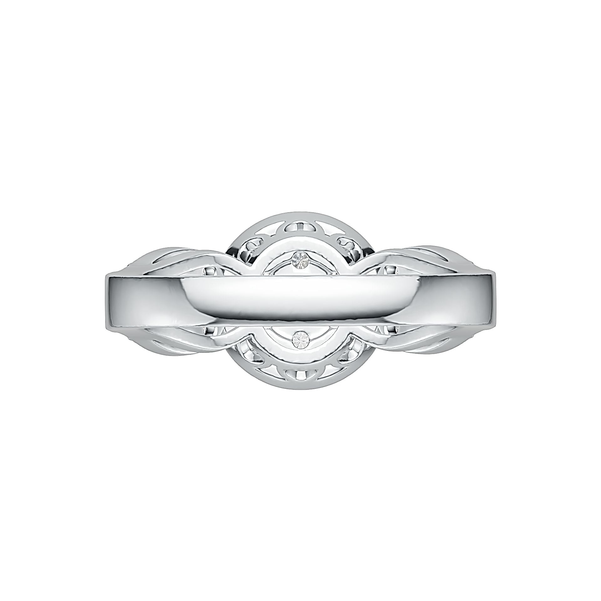18K Gold Semi Mount Ring Setting Round RD 2.5mm Diamond Accent DHJ