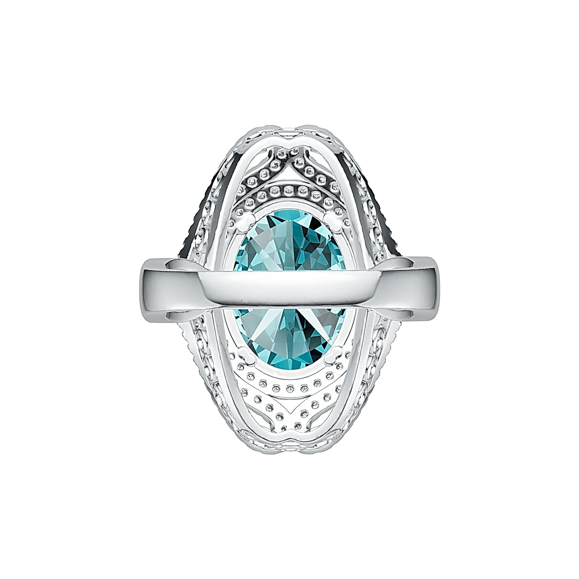 14K Gold Semi Mount Ring Setting Oval OV 17X12mm with White Topaz Diamond Accent DHJ