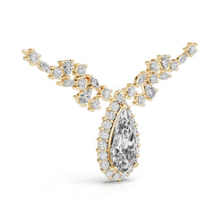 10K Gold Semi Mount Necklace Setting Pear Pe 18x10mm Moissanite Accent Syz Jewelry