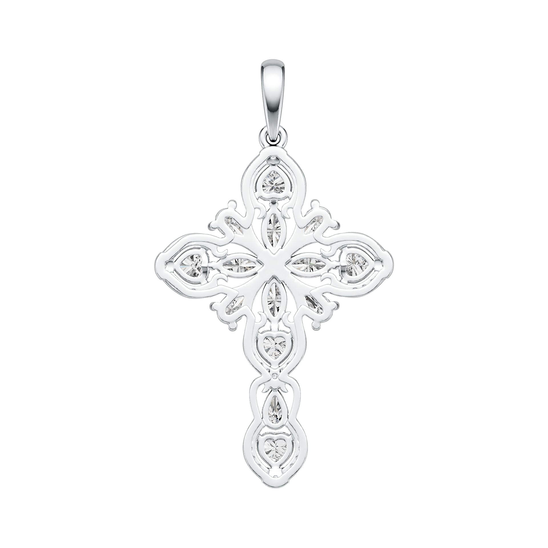 Platinum Semi Mount Pendant Setting Marquise MQ 6X3mm PE 5X3mm HT 4X4mm Diamond Accent DHJ