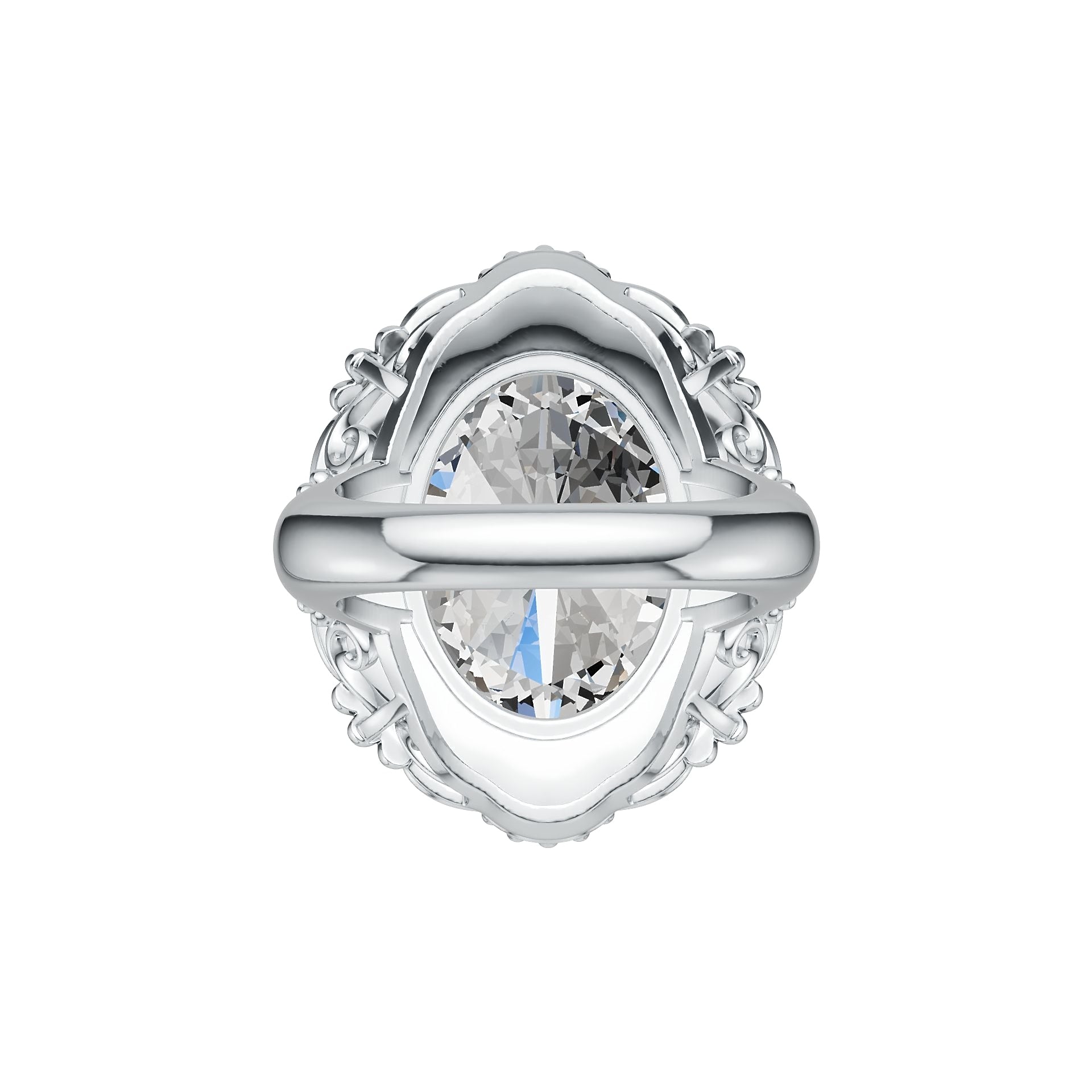 Platinum Semi Mount Ring Setting Oval OV 20X15mm Cocktail Ring DHJ