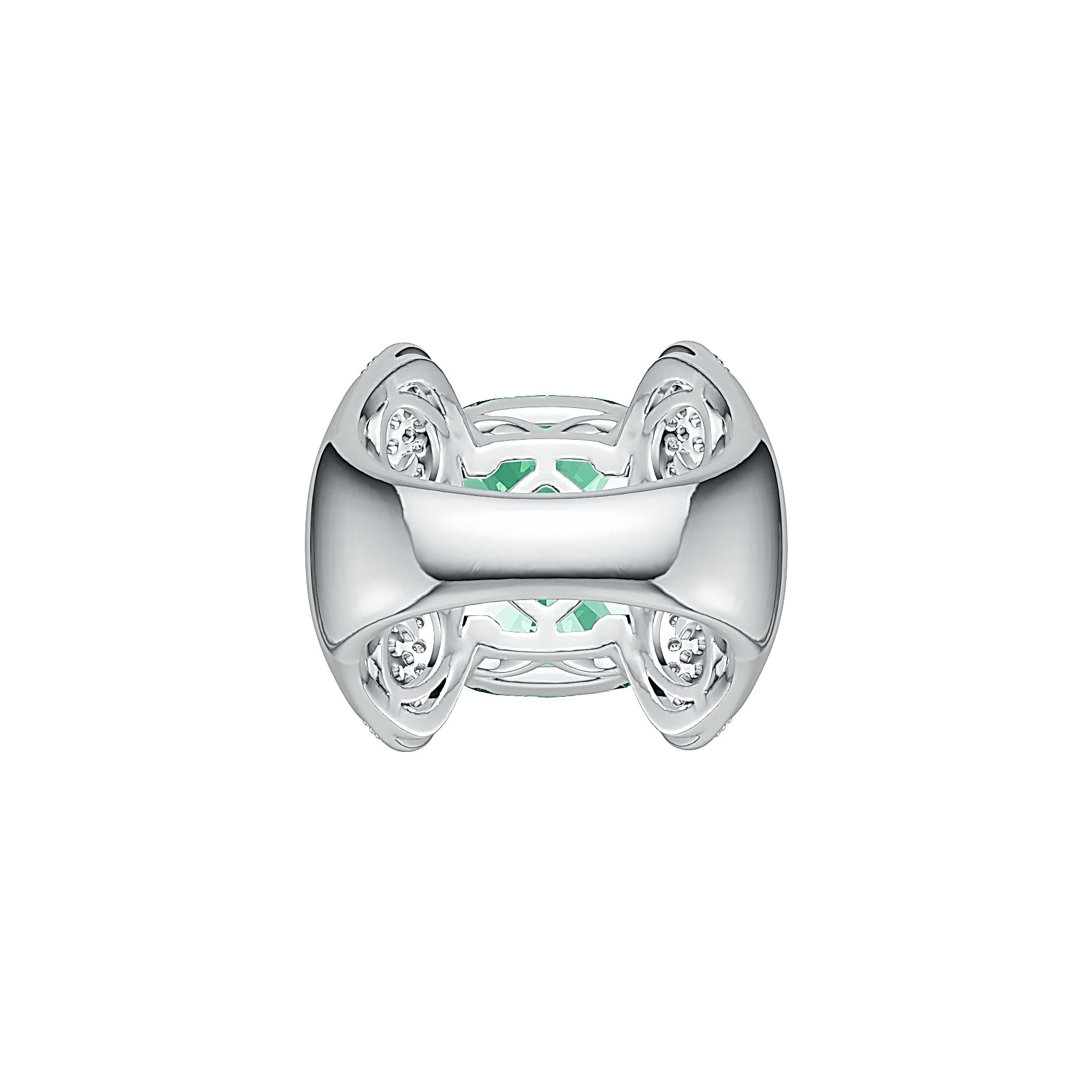 14K Gold Semi Mount Ring Setting Cushion CU 14X12mm with White Topaz Diamond Accent DHJ