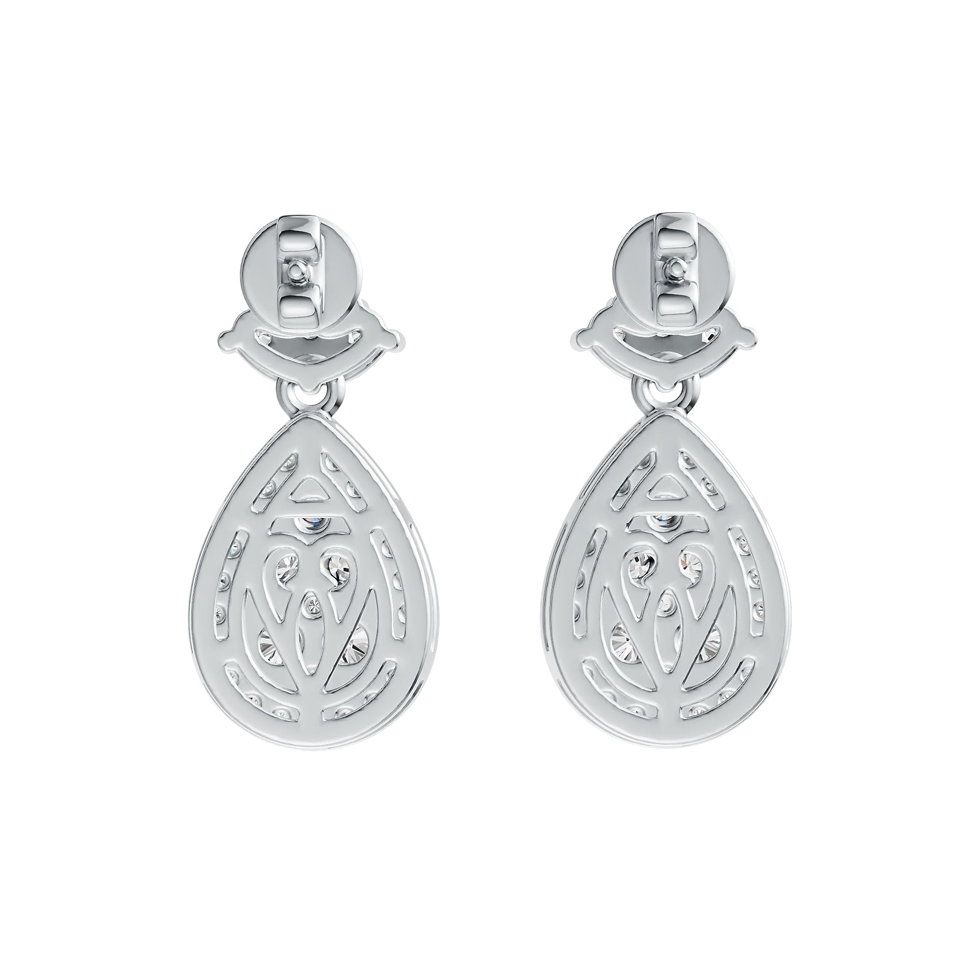 Platinum Earrings Cluster Pear-Shaped with White Topaz or Moissanite Diamond Accent DHJ