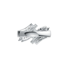 Platinum Semi Mount Ring Setting Round RD 6x6mm Bypass Diamond Accent DHJ