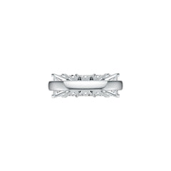 Platinum Semi Mount Ring Setting Emerald OCT 6x4mm 5-Stones DHJ