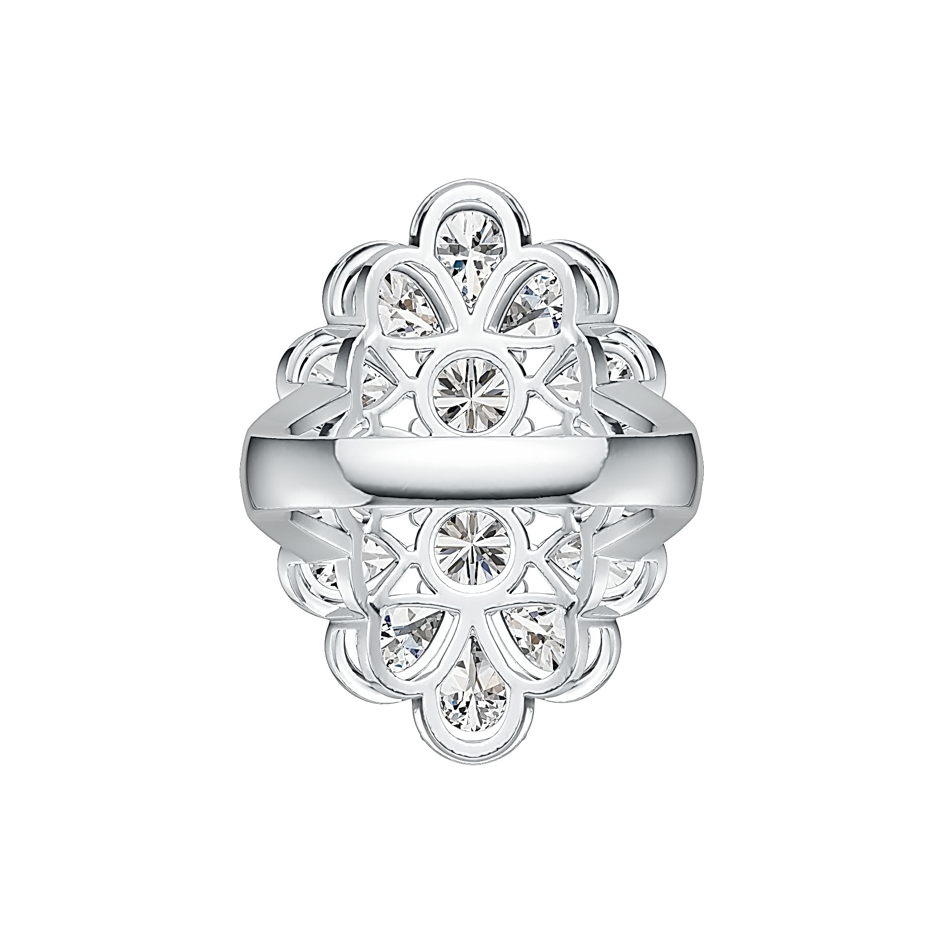 10K Gold Semi Mount Ring Setting Oval OV 7X5mm RD 6X6mm RD 5X5mm Moissanite Accent DHJ