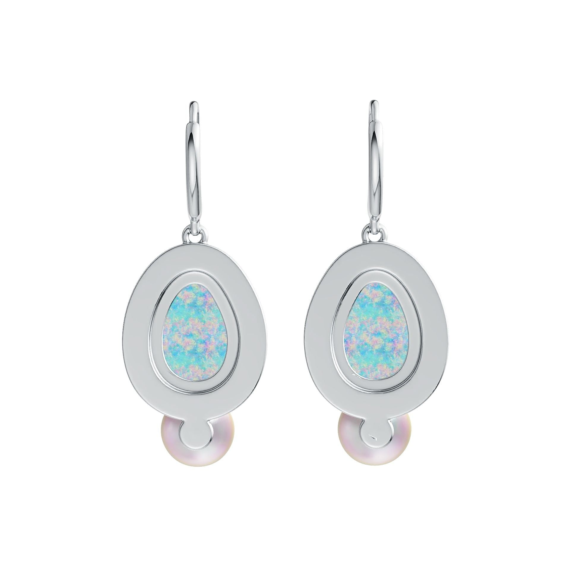 Sterling Silver Semi Mount Earrings Setting Round RD 7.5mm OV Cab 12X8mm DHJ