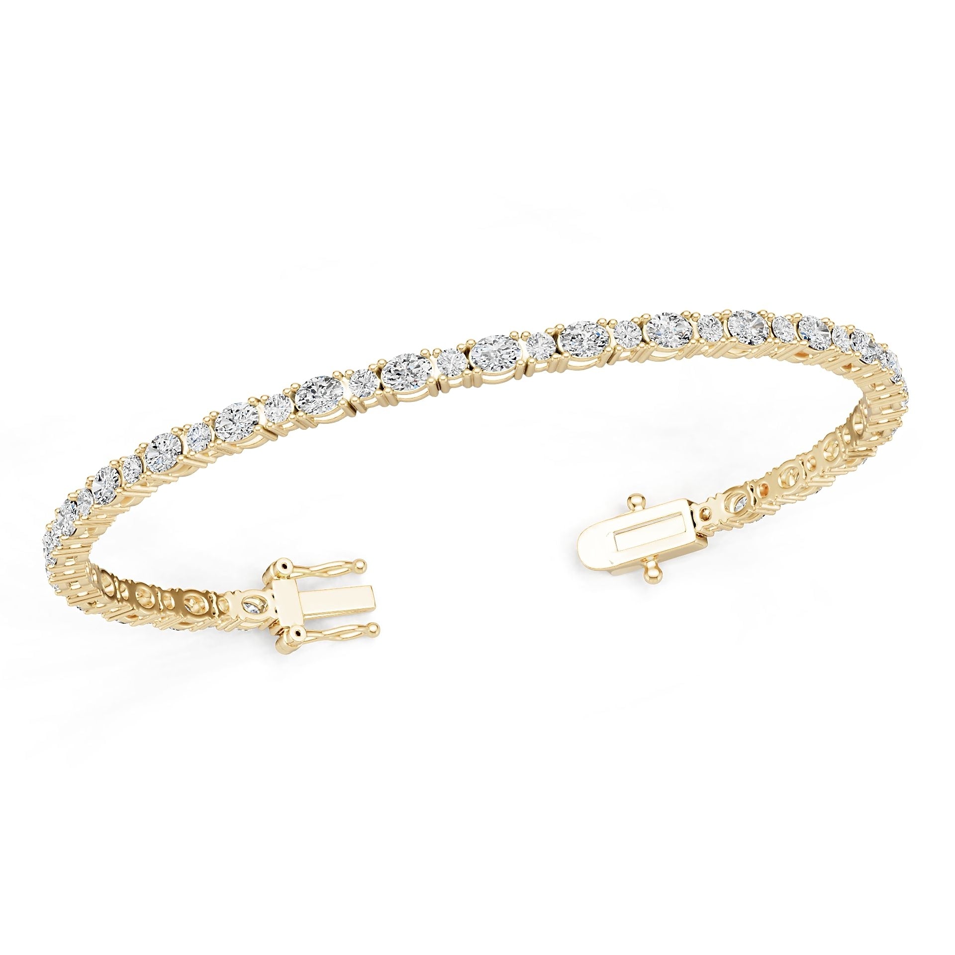 18K Gold Semi Mount Bracelet Setting Oval Ov 4x3mm Diamond Accent Syz Jewelry