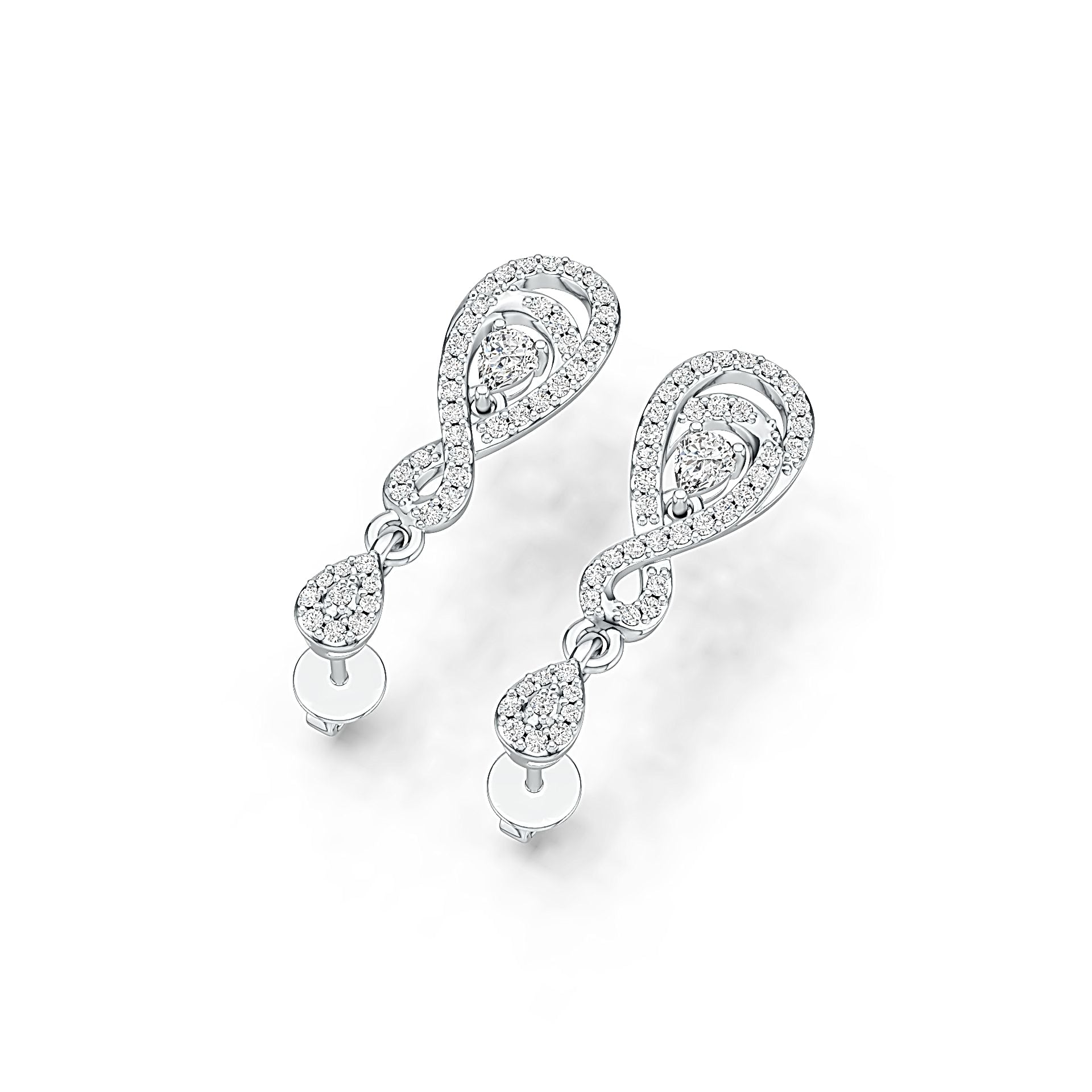 14K Gold Semi Mount Earrings Setting Pear PE 4X3mm Infinity Teardrop Diamond Accent DHJ