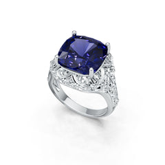 Sterling Silver Semi Mount Ring Setting Cushion CU 14x14mm Art Deco Syzjewelry