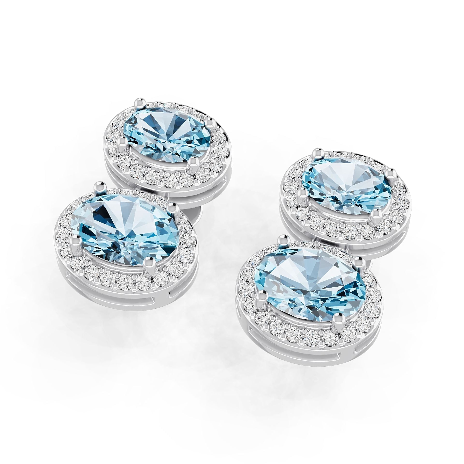 Platinum Semi Mount Earrings Setting Oval Ov 9x6mm Diamond Accent Syz Jewelry