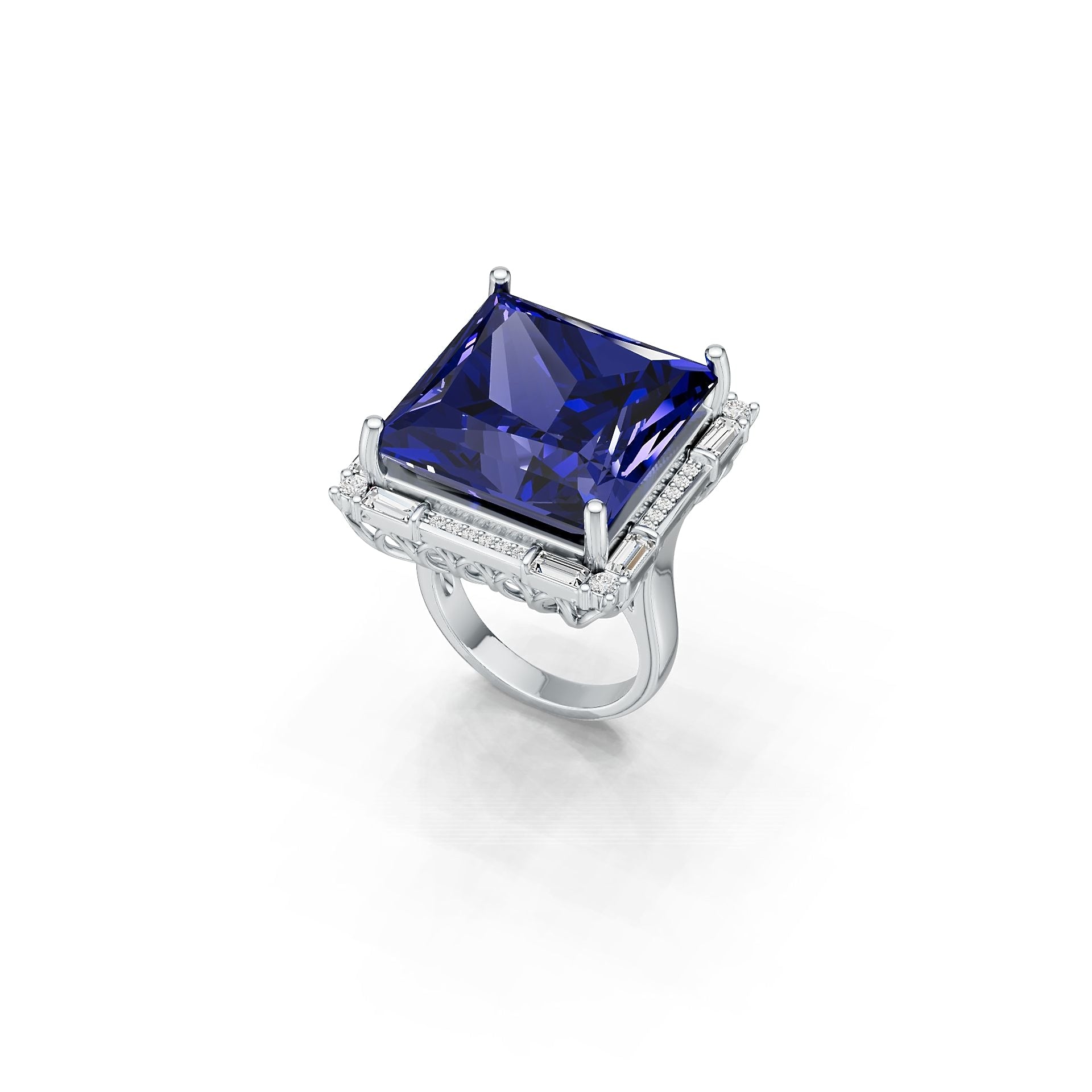 10K 14K Gold or 18K Gold Semi Mount Ring Setting Princess Pr 19x19mm Diamond Accent Syzjewelry