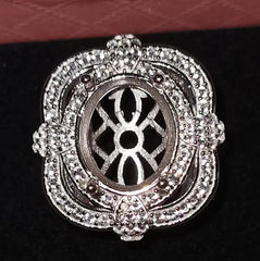 Platinum Semi Mount Ring Setting Oval OV 12X10mm Diamond Accent DHJ
