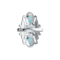 Platinum Semi Mount Ring Setting Oval OV 7X5mm Cabochon Vintage-Inspired DHJ