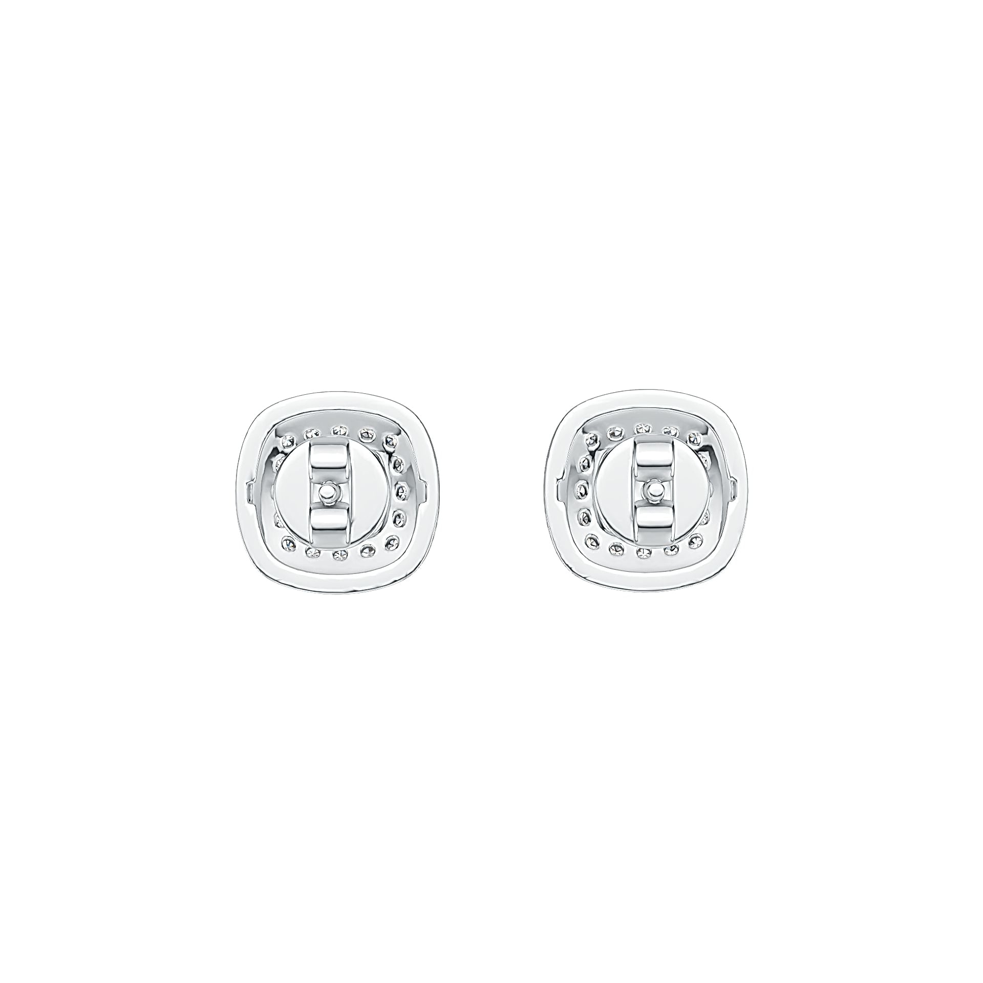 10K Gold Semi Mount Earrings Setting Cushion CU 5X5mm with White Topaz Moissanite Accent DHJ
