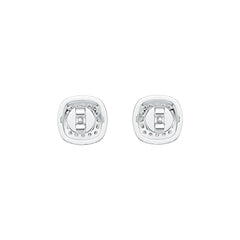 10K Gold Semi Mount Earrings Setting Cushion CU 5X5mm with White Topaz Moissanite Accent DHJ