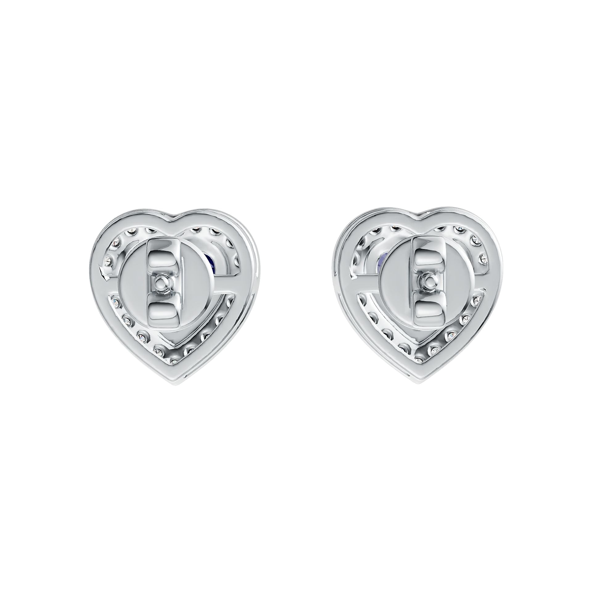 Sterling Silver Semi Mount Earrings Setting Heart HT 6x6mm Halo - Syzjewelry