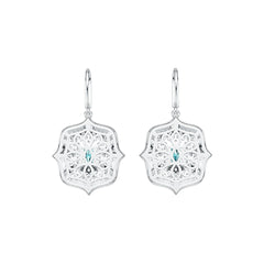 Platinum Semi Mount Earrings Setting Emerald OCT 7X5mm with Diamond Accent DHJ