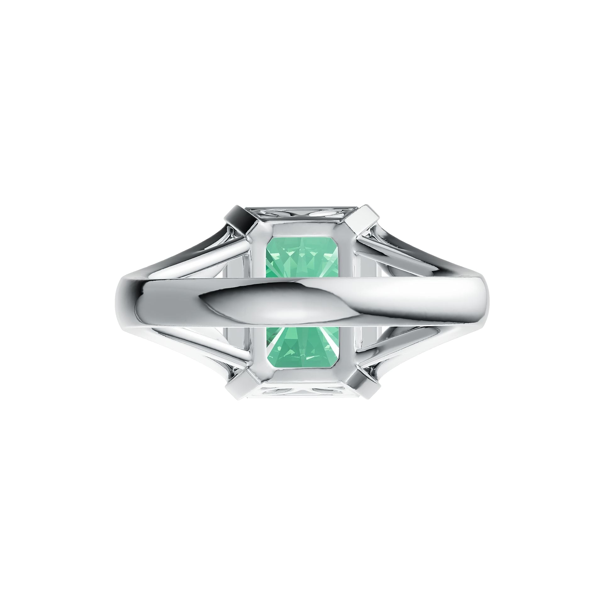 Sterling Silver Semi Mount Ring Setting Emerald OCT 12X10mm Solitaire Split Shank DHJ