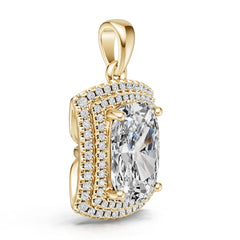 14K Gold Semi Mount Pendant Setting Cushion Cu 5x8mm Diamond Accent Syz Jewelry