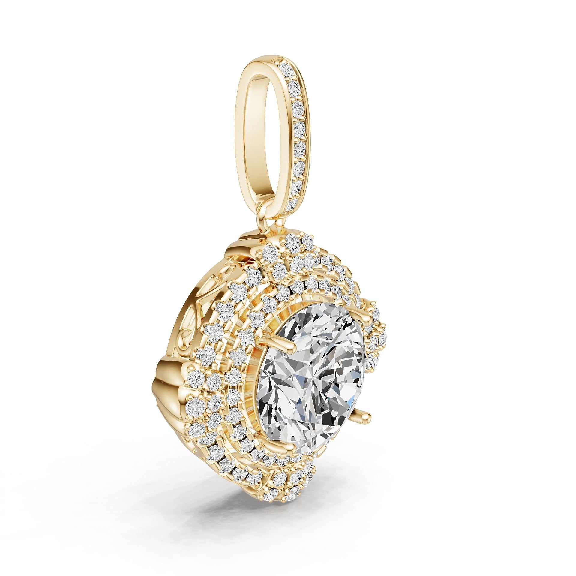 Platinum Semi Mount Pendant Setting Round Ro 6x6mm Diamond Accent Syz Jewelry