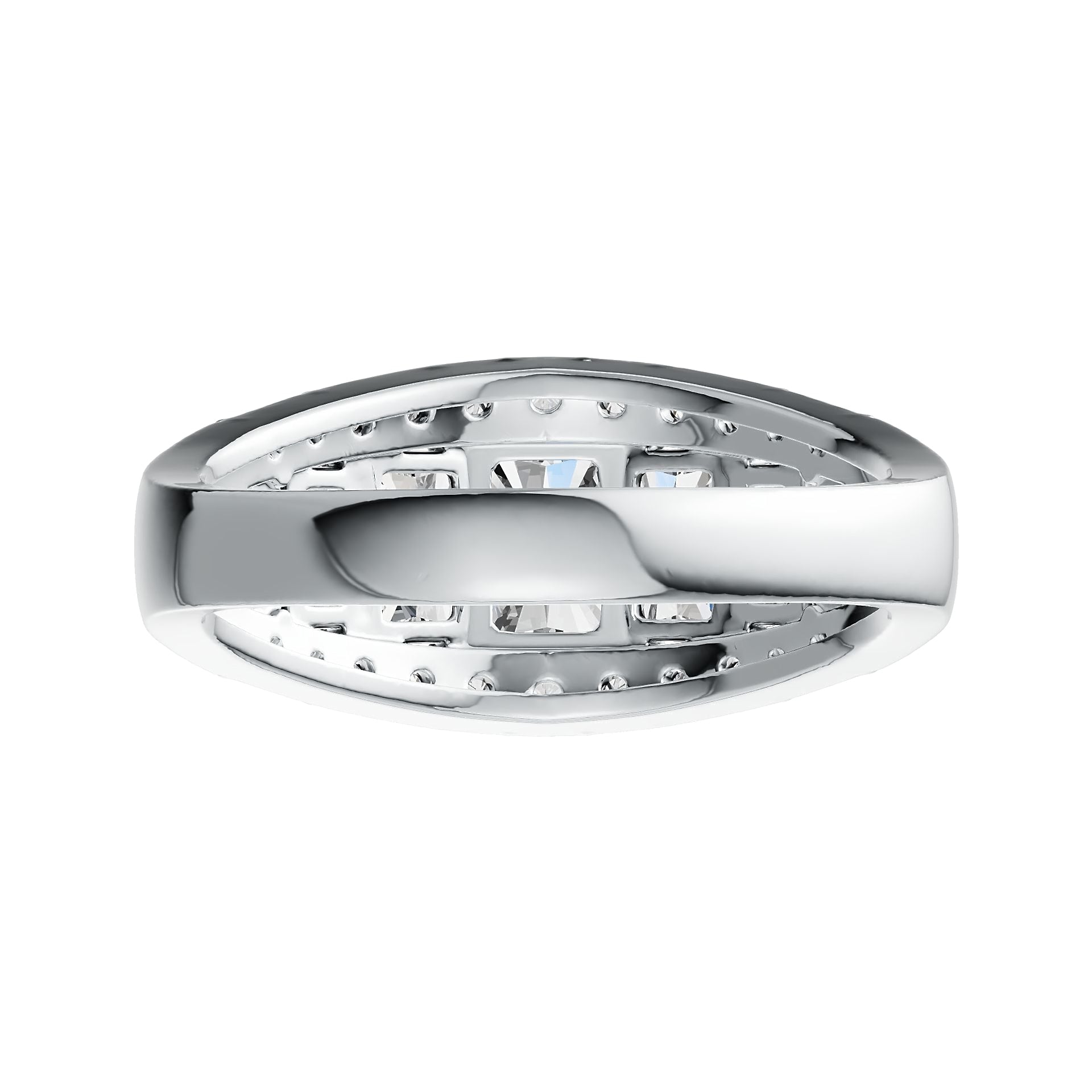 Platinum Semi Mount Ring Setting Emerald OCT 7X5mm OCT 6X4mm OCT 5X3mm Diamond Accent DHJ