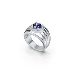 Men's Sterling Silver Semi Mount Ring Setting Round RD 6x6mm Halo Masculine w/ Under Gallery Syzjewelry