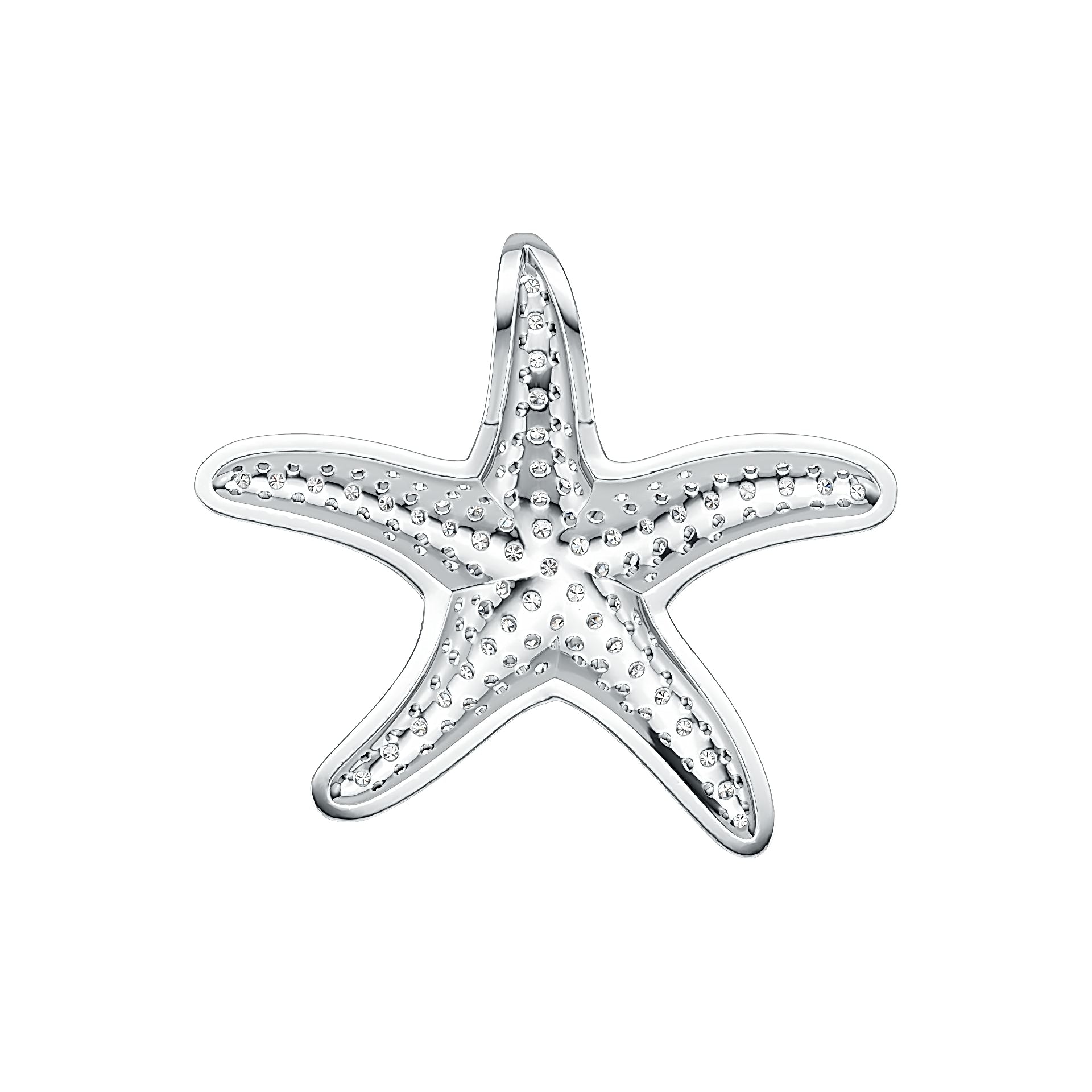 Sterling Silver Pendant Starfish Theme with White Topaz or Moissanite DHJ
