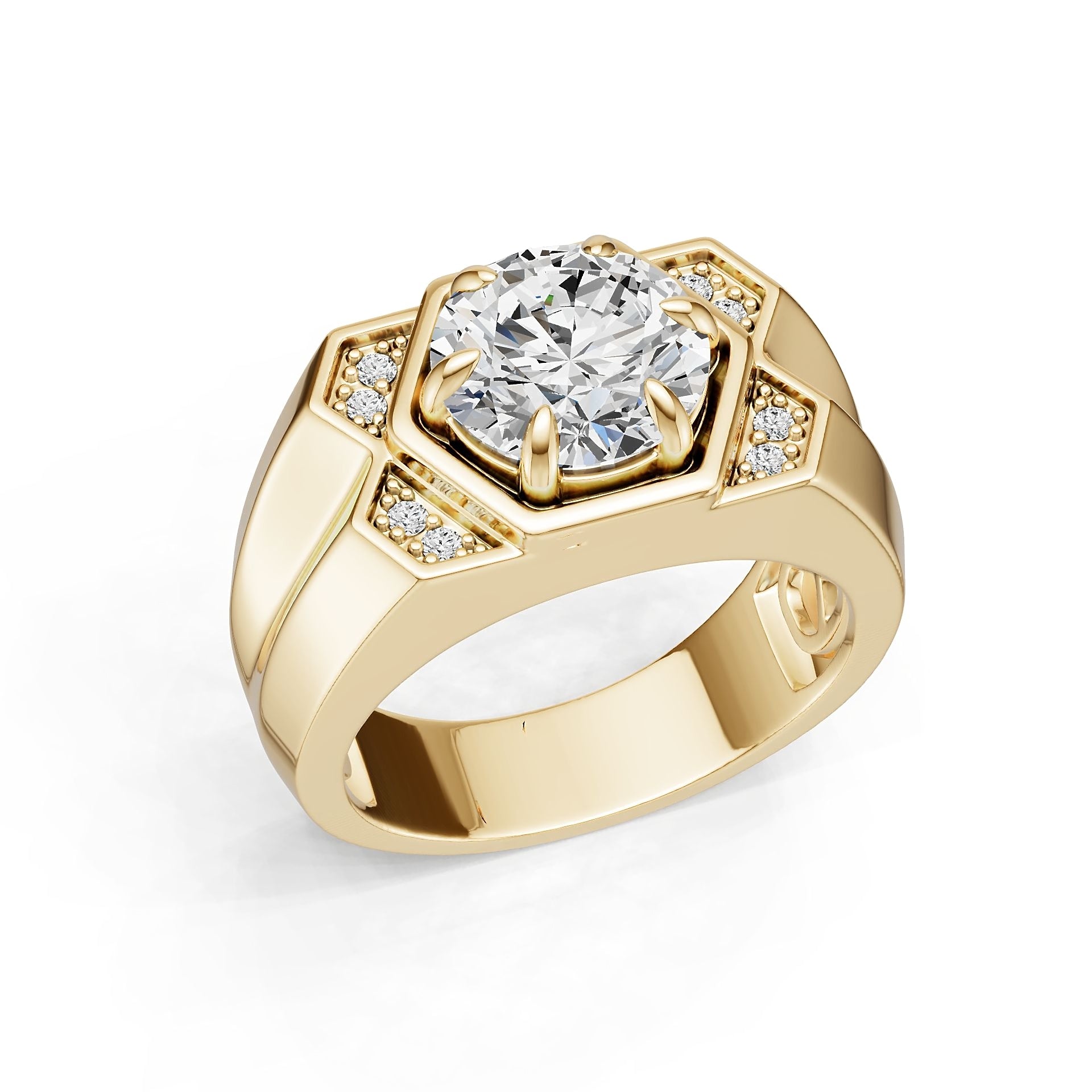 18K Gold Semi Mount Ring Setting Round Ro 6x6mm Syz Jewelry