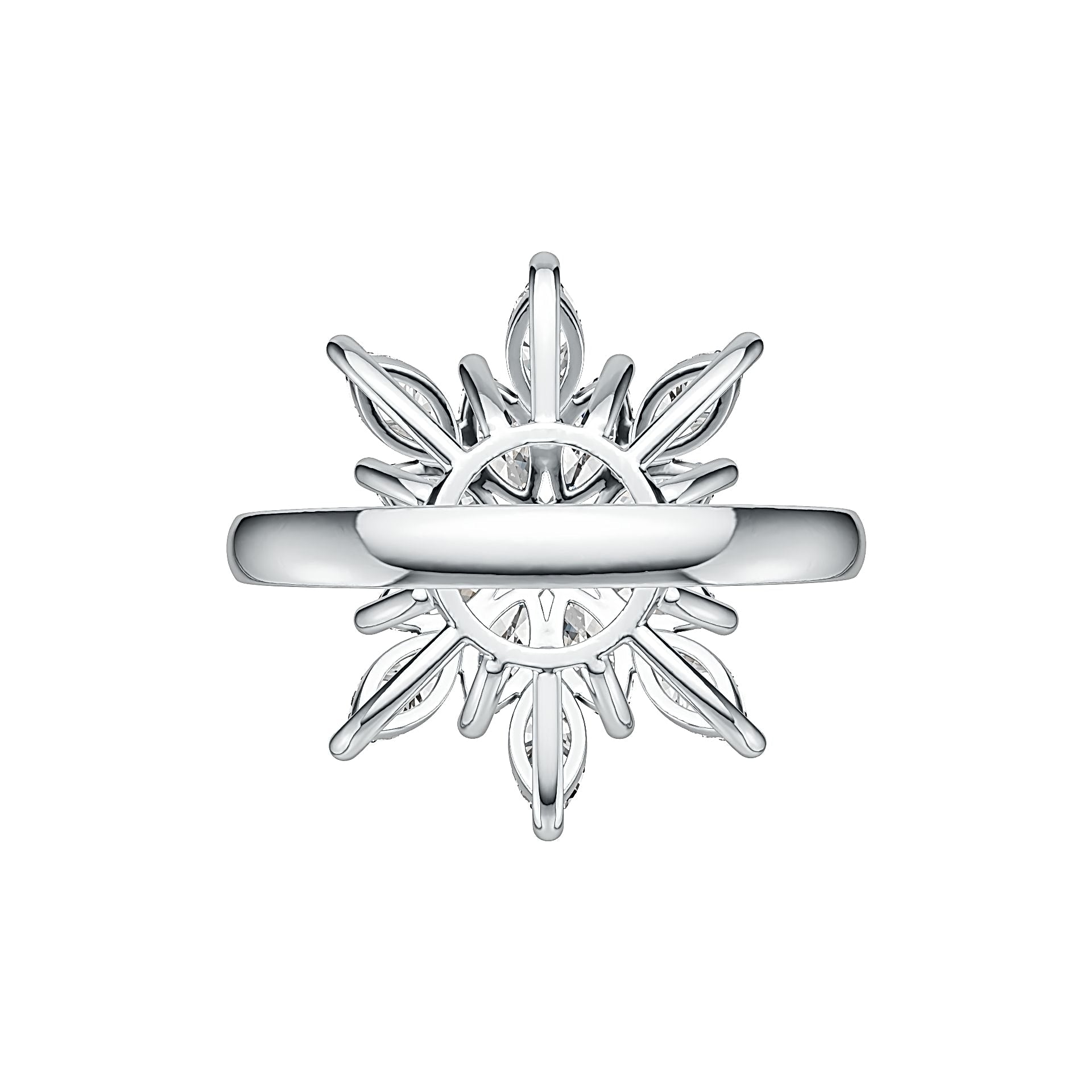 18K Gold Semi Mount Ring Setting Marquise MQ 6X3mm Diamond Accent DHJ