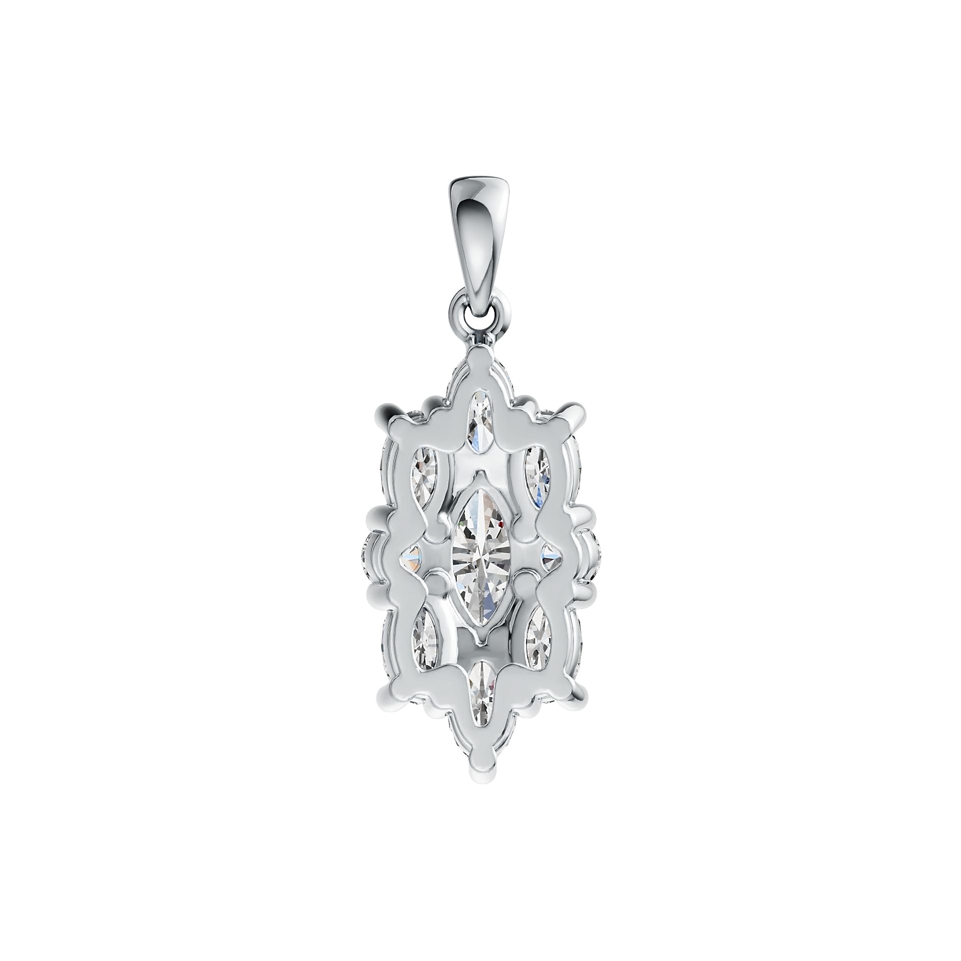 Sterling Silver Semi Mount Pendant Setting Marquise MQ 8X4mm OV 5X3mm RD 3X3mm DHJ