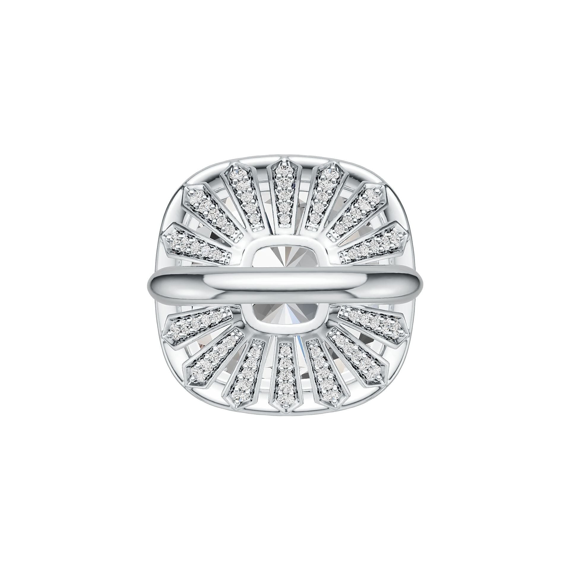 18K Gold Semi Mount Ring Setting Cushion CU 18X18mm Halo Diamond Accent DHJ