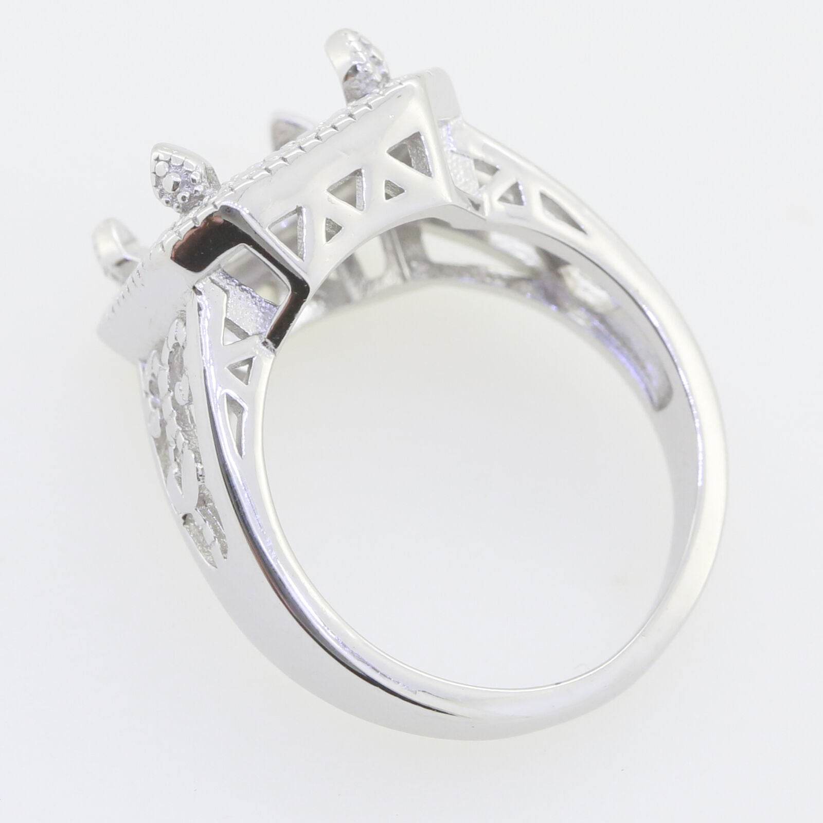 Platinum Semi Mount Ring Setting Cushion CU 10x10mm Vintage Repro Syzjewelry