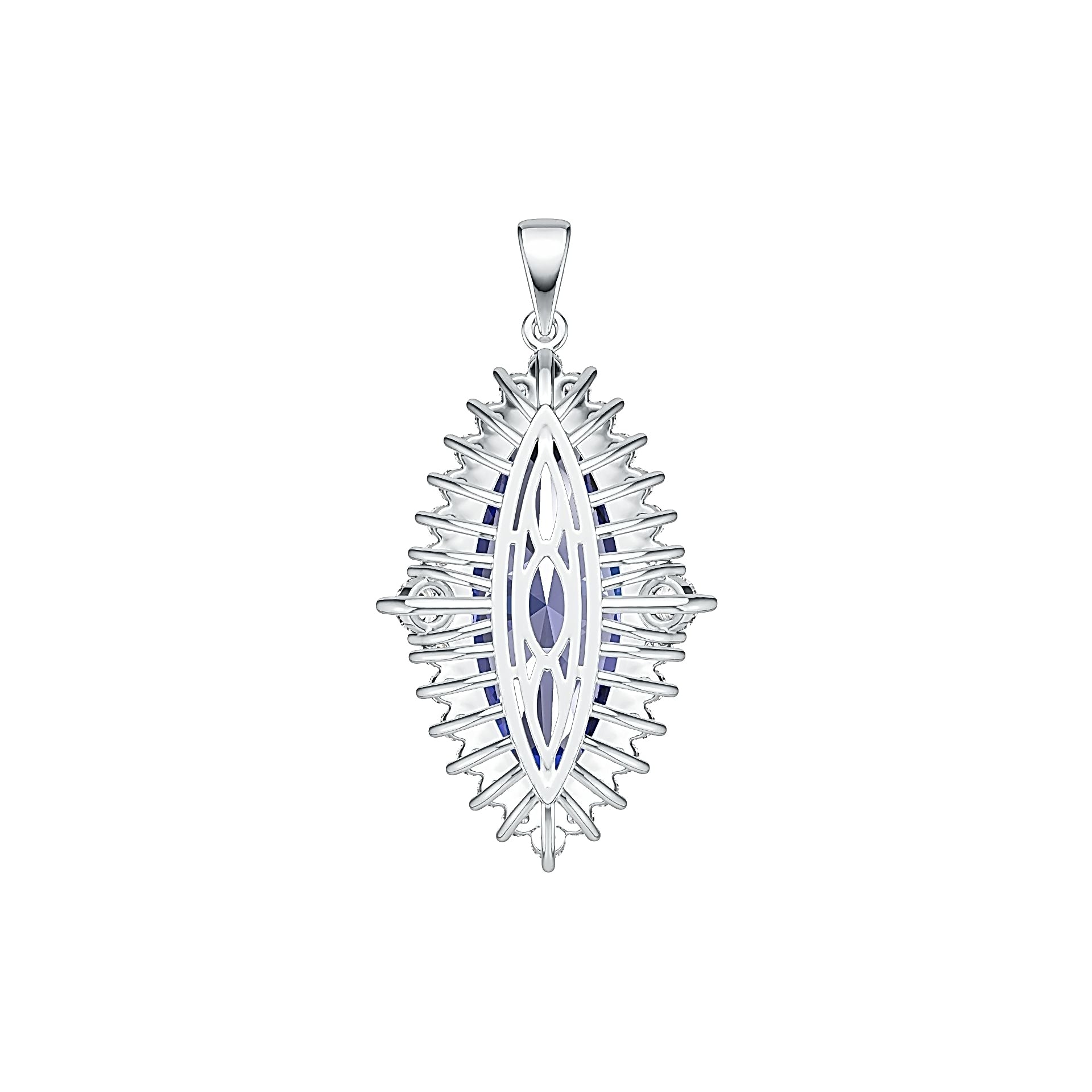 Sterling Silver Semi Mount Pendant Setting Marquise MQ 30X13mm DHJ