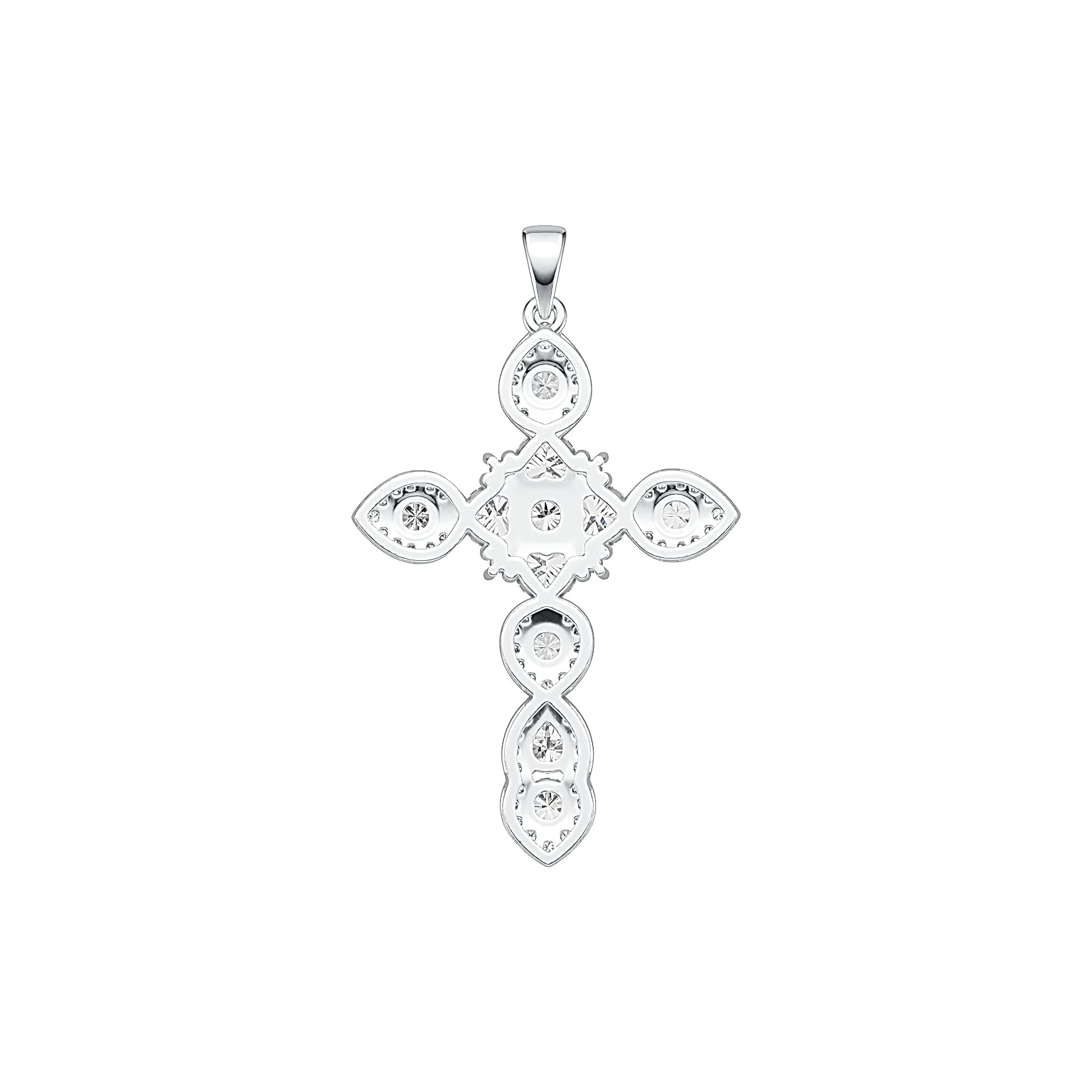 Platinum Semi Mount Pendant Setting Heart HT 5X5mm PE 5X4mm RD 4X4mm Diamond Accent DHJ
