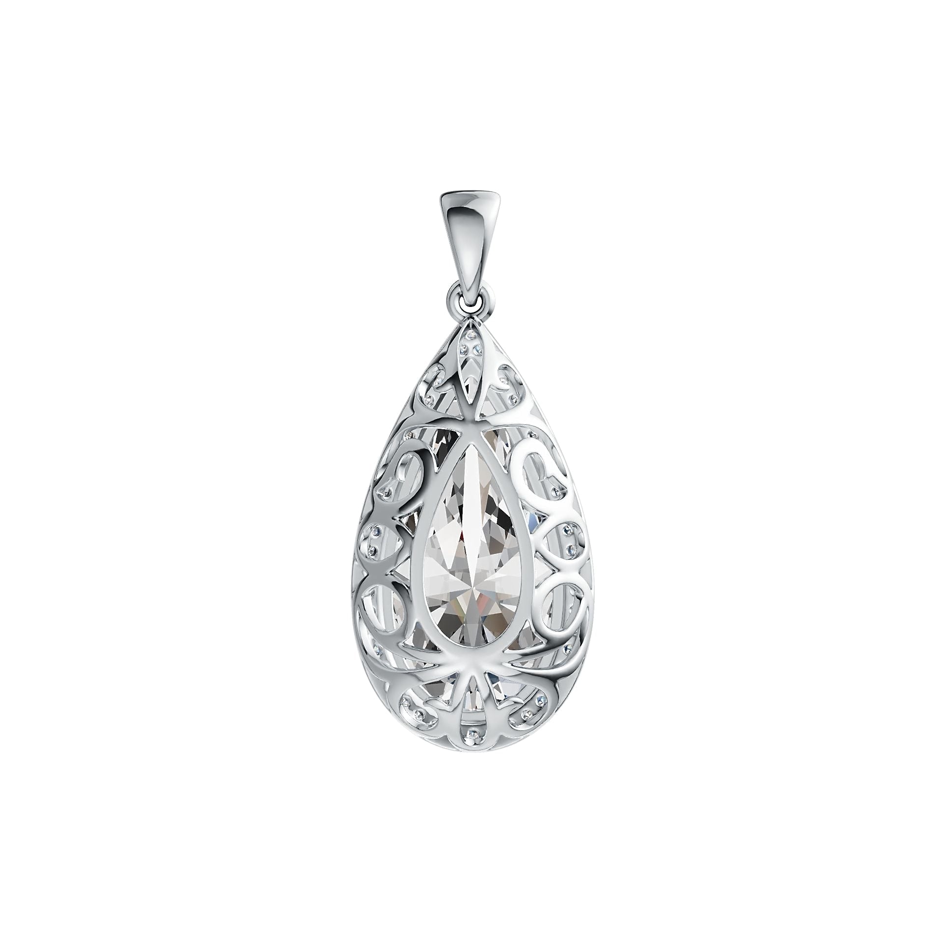 14K Gold Semi Mount Pendant Setting Pear PE 25X13mm Halo Diamond Accent DHJ