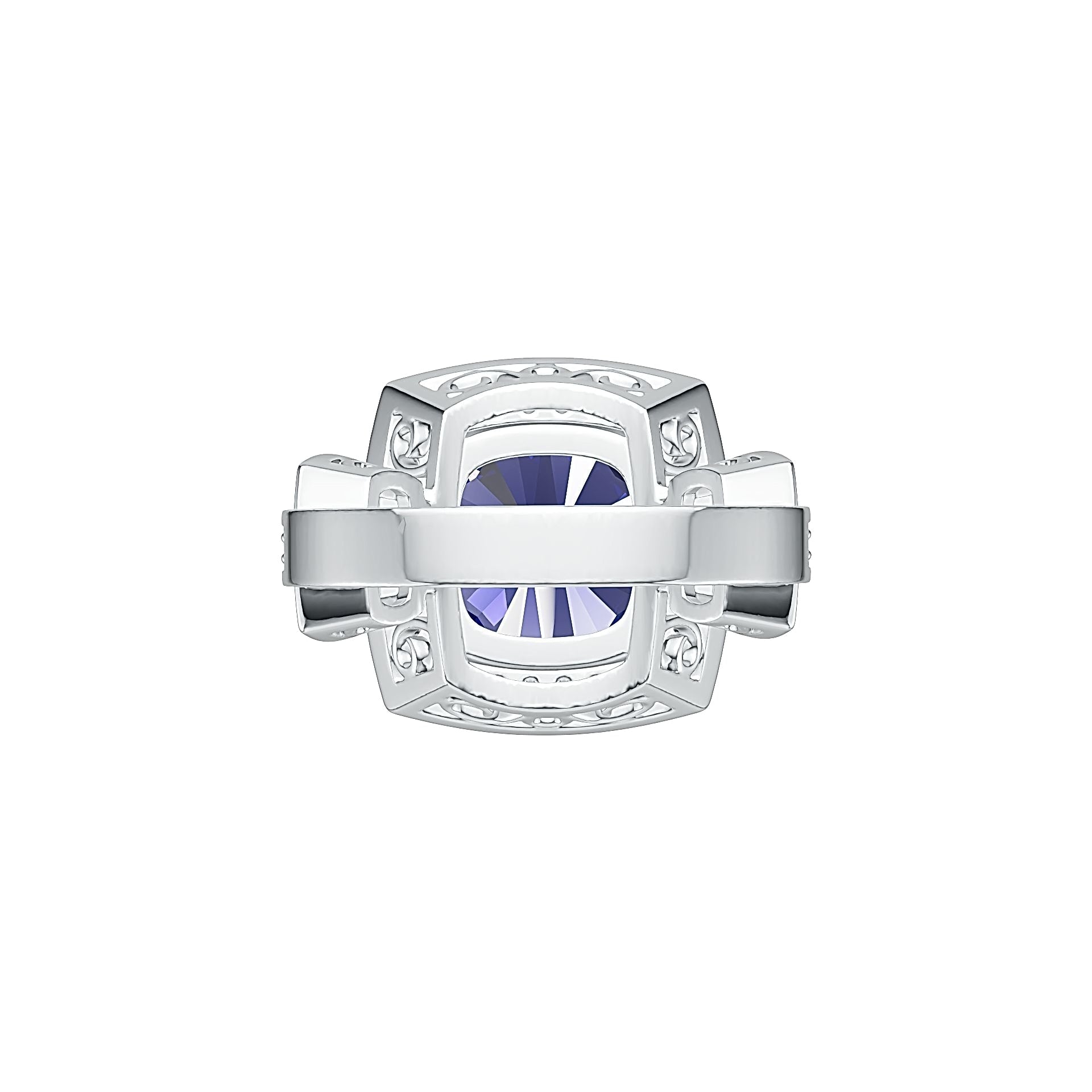 Platinum Semi Mount Ring Setting Cushion CU 12X12mm with Diamond Accent DHJ