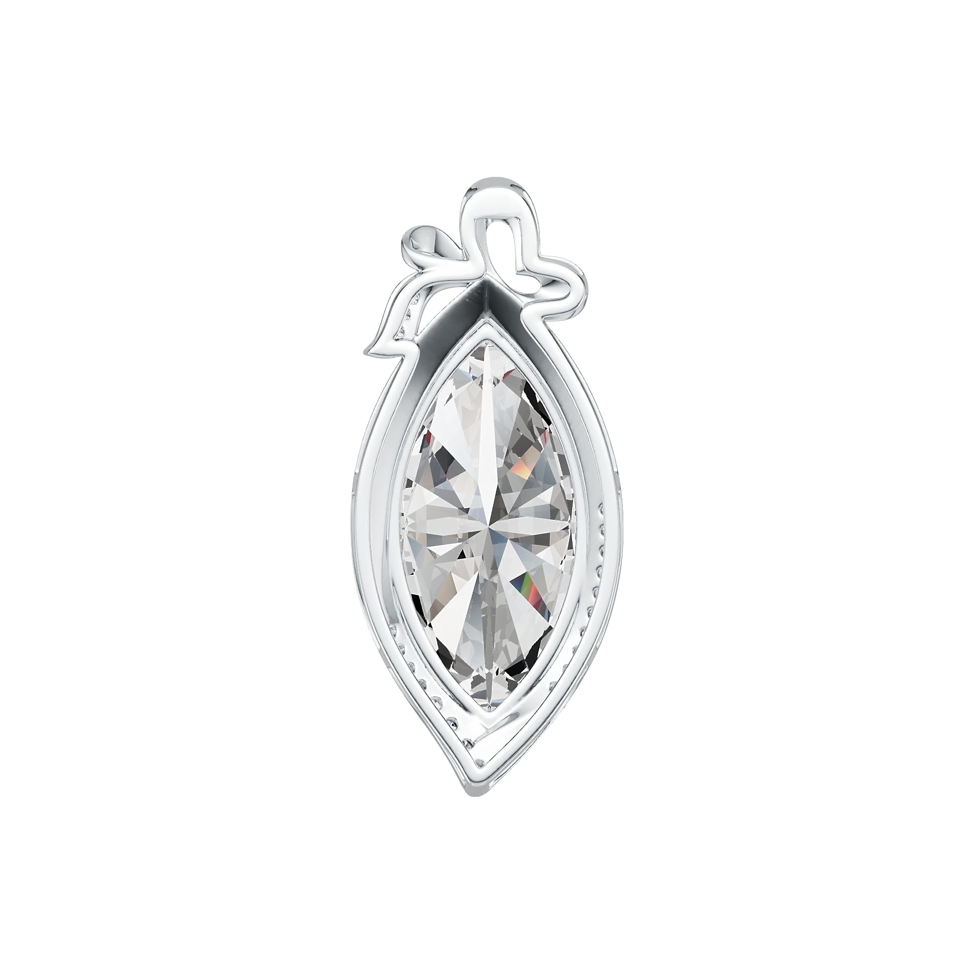 Sterling Silver Semi Mount Pendant Setting Marquise MQ 26X13mm DHJ