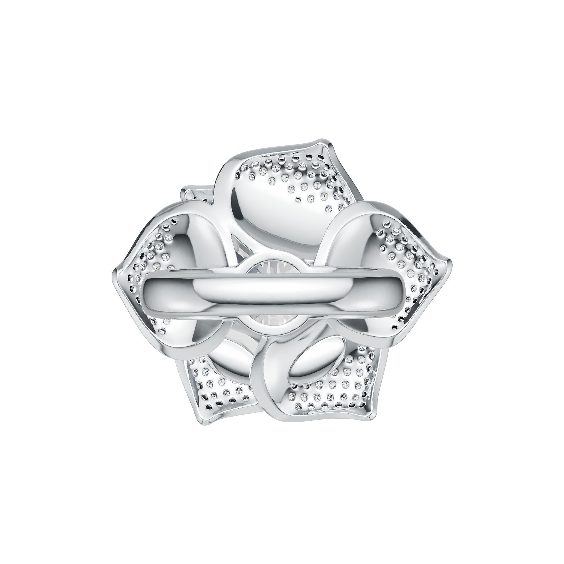 18K Gold Semi Mount Ring Setting Round RD 15x15mm Flower Theme Diamond Accent DHJ