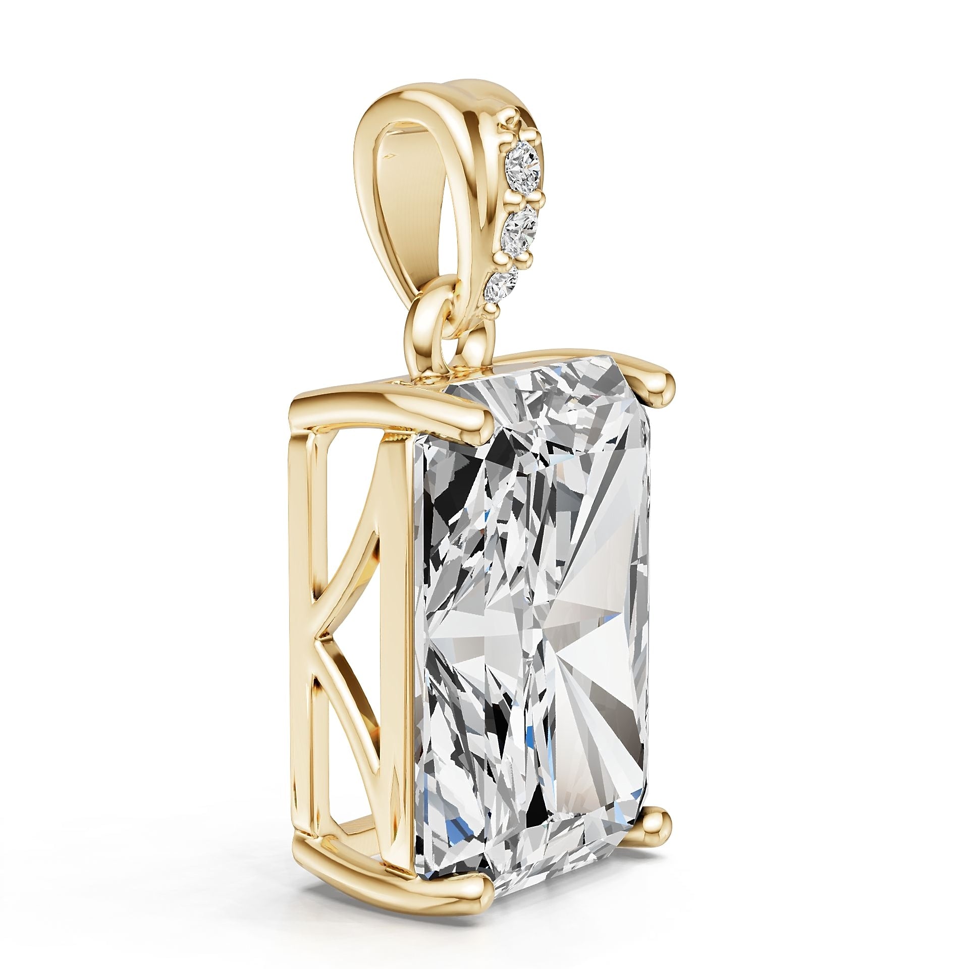 18K Gold Semi Mount Pendant Setting Emerald Em 14x10mm Diamond Accent Syz Jewelry