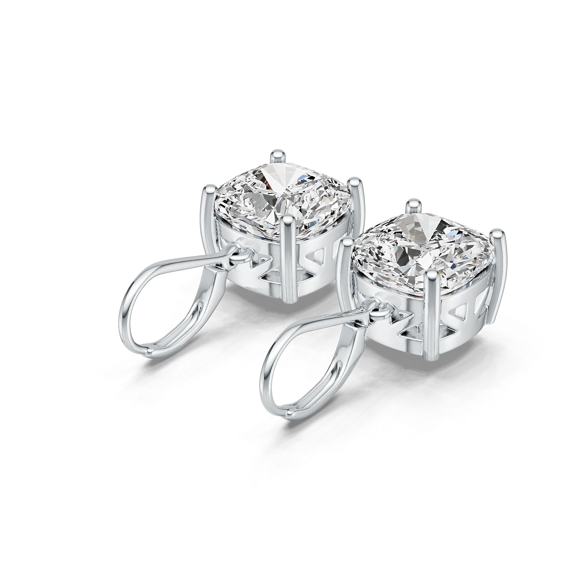 Platinum Semi Mount Earrings Setting Cushion CU 10X10mm DHJ