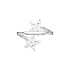 Sterling Silver Ring Double Star Theme Open with White Topaz or Moissanite Syzjewelry