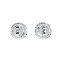 Sterling Silver Stud Earrings Round Shape with White Topaz or Moissanite