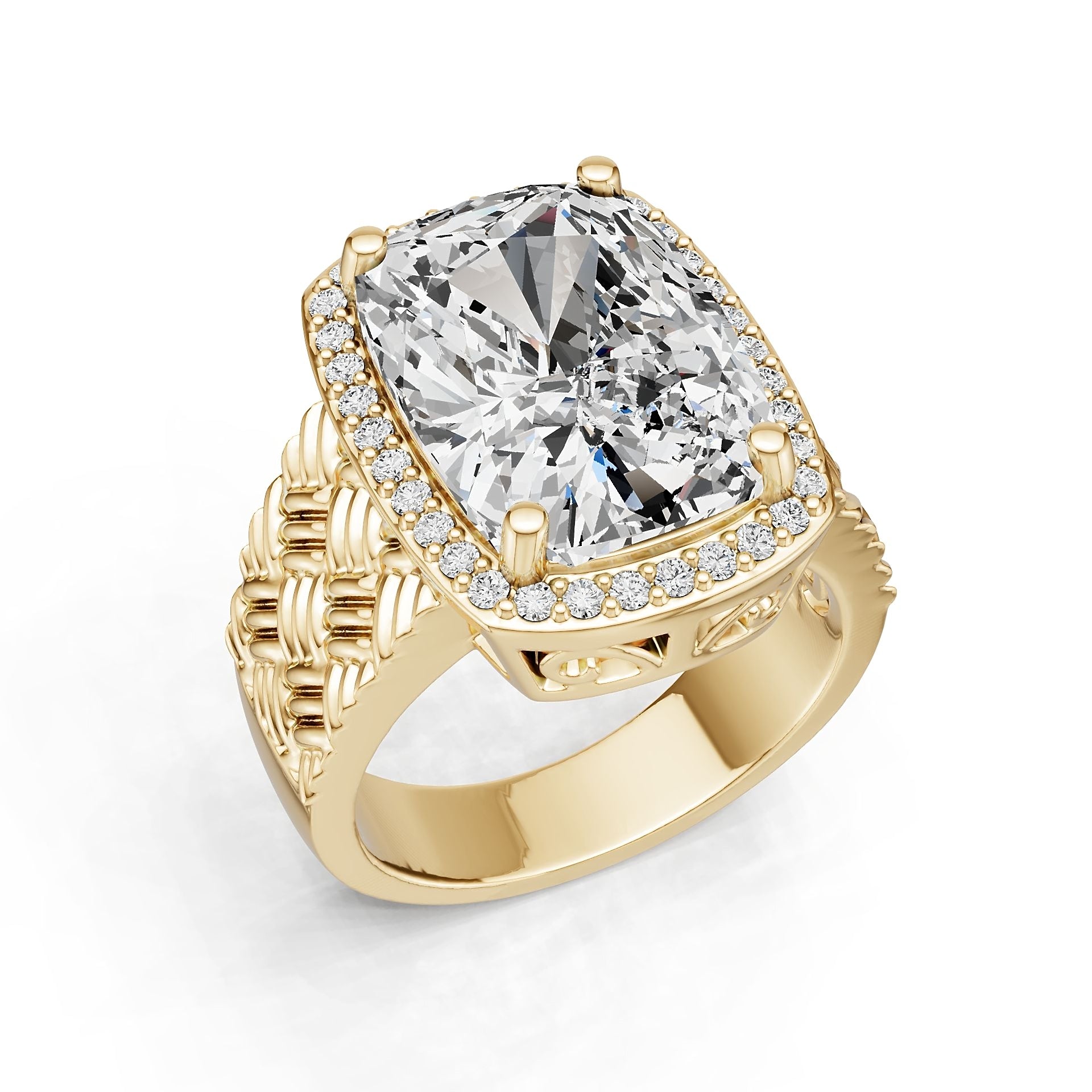 14K Gold Semi Mount Ring Setting Round Ro 14x10mm Diamond Accent Syz Jewelry