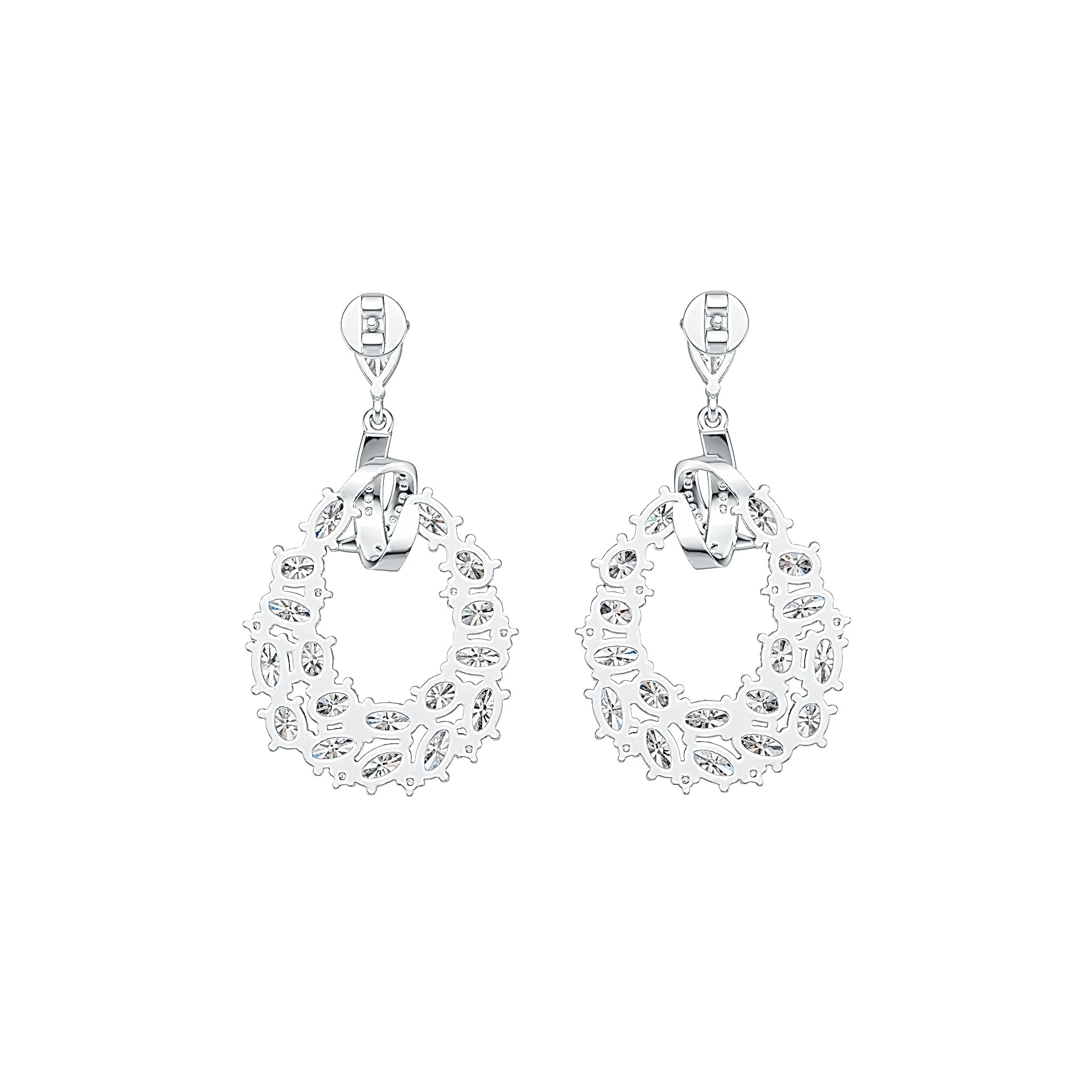 Platinum Semi Mount Earrings Setting Pear PE 6x4mm OV 5x3mm OV 4x3mm Diamond Accent DHJ