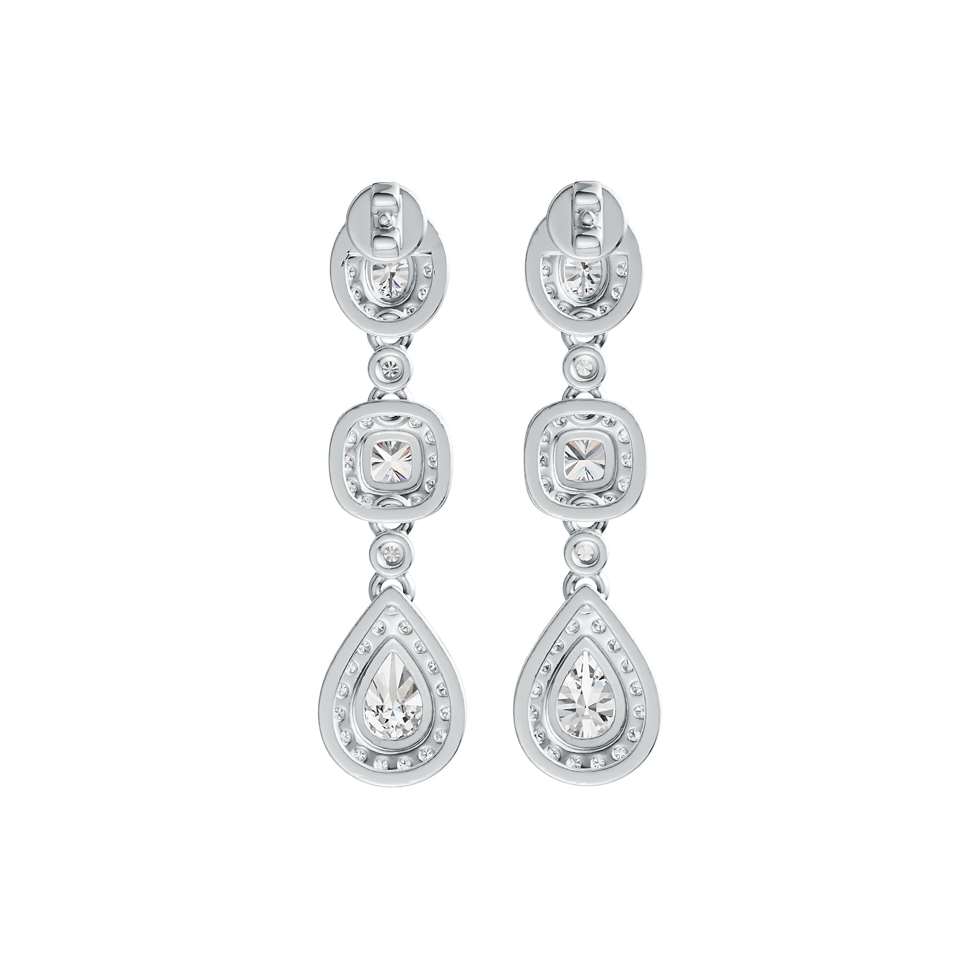 14K Gold Semi Mount Earrings Setting Pear PE 7X5mm CU 4X4mm OV 4X3mm Diamond Accent DHJ