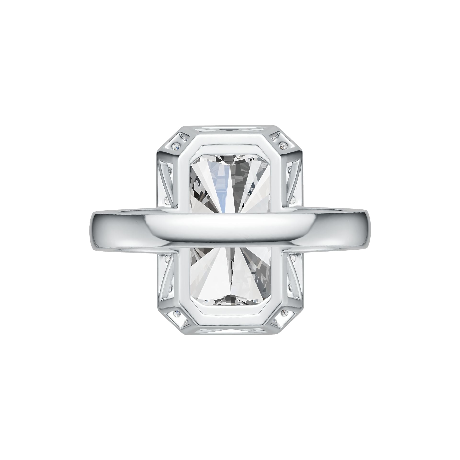 10K Gold Semi Mount Ring Setting Emerald OCT 16X10mm Halo Moissanite Accent DHJ