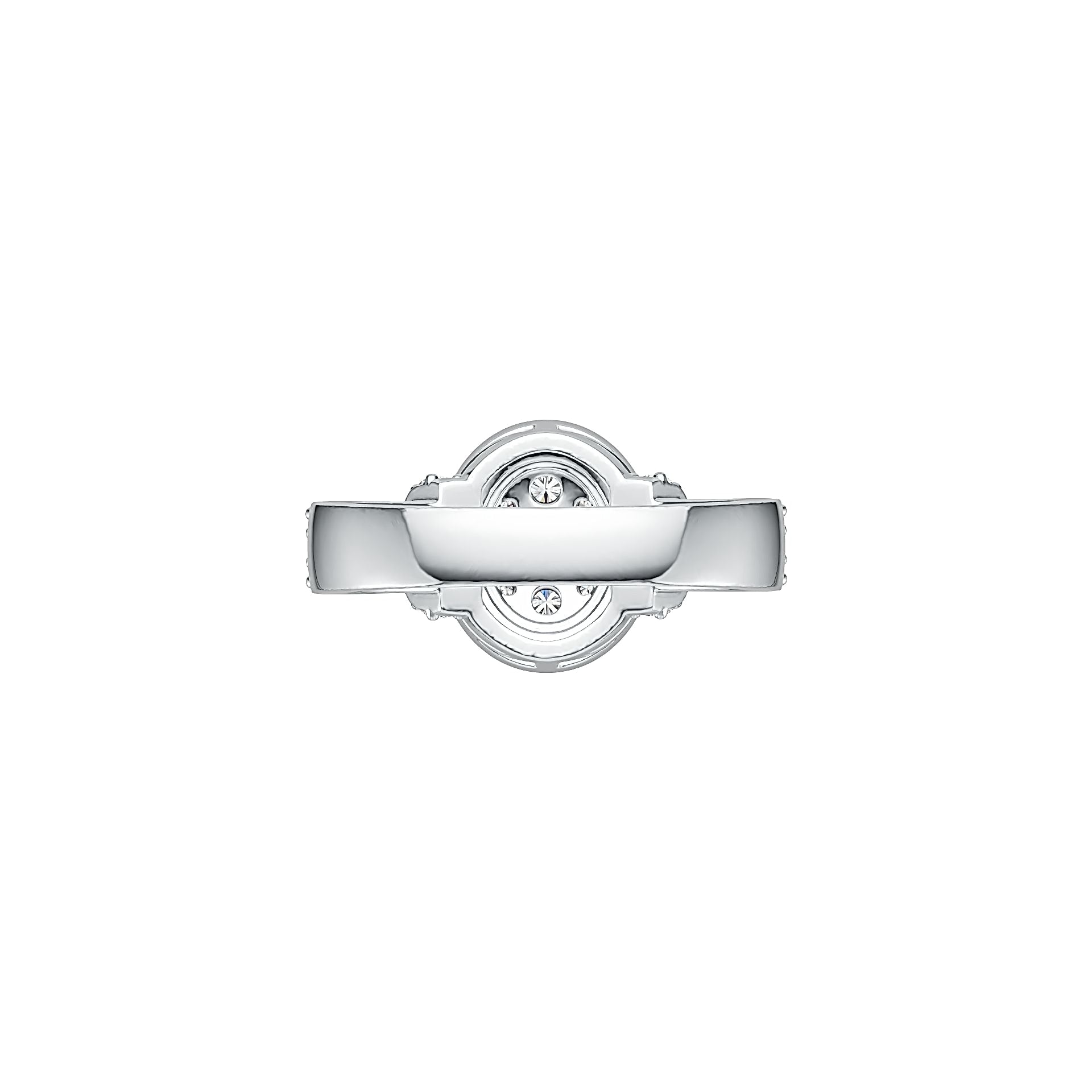 Platinum Halo Ring Split Shank with White Topaz or Moissanite Diamond Accent DHJ