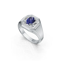 Men's Sterling Silver Semi Mount Ring Setting Oval OV 8x6mm Halo DHJ